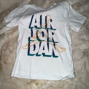 Jordan Kids White Tee with Blue and Yellow Graphic